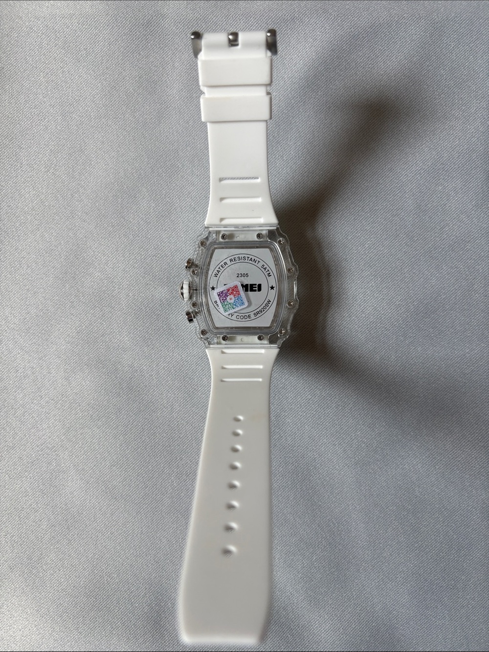 Transparent Barrel Case White Strap Skeleton Dial Watch - Picture 6 of 14
